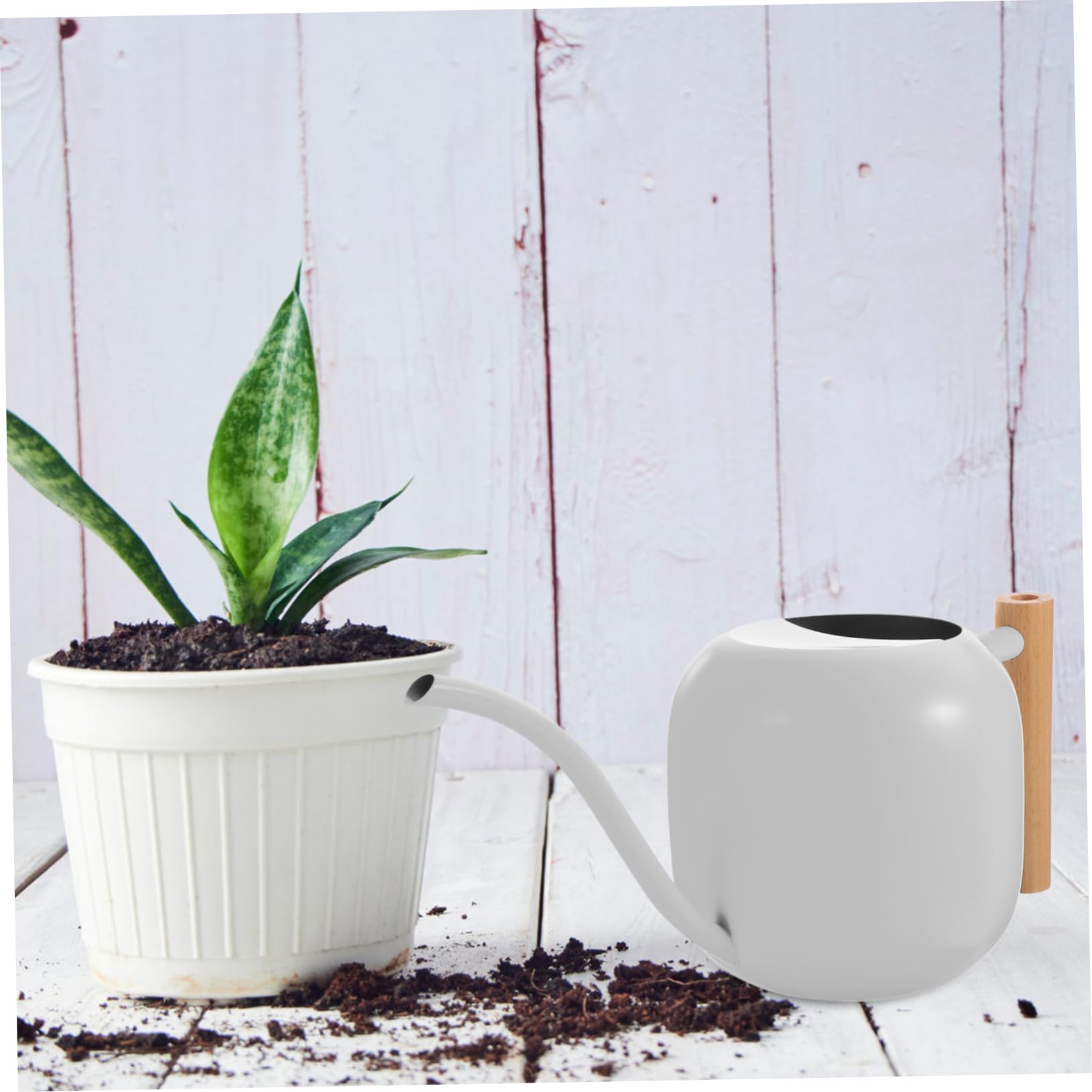 Regadera De De Metal con Mango De Madera Regadera para Flores para Jardinería y Cuidado De Plantas