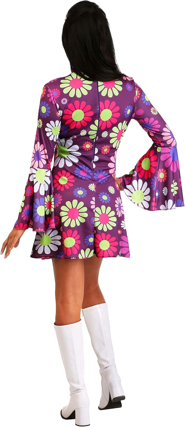 Flower Power Groovy Costume for Women, Retro 60s 70s Hippie Outfit, Disco Dress for Dress-Up & Halloween - Image 7