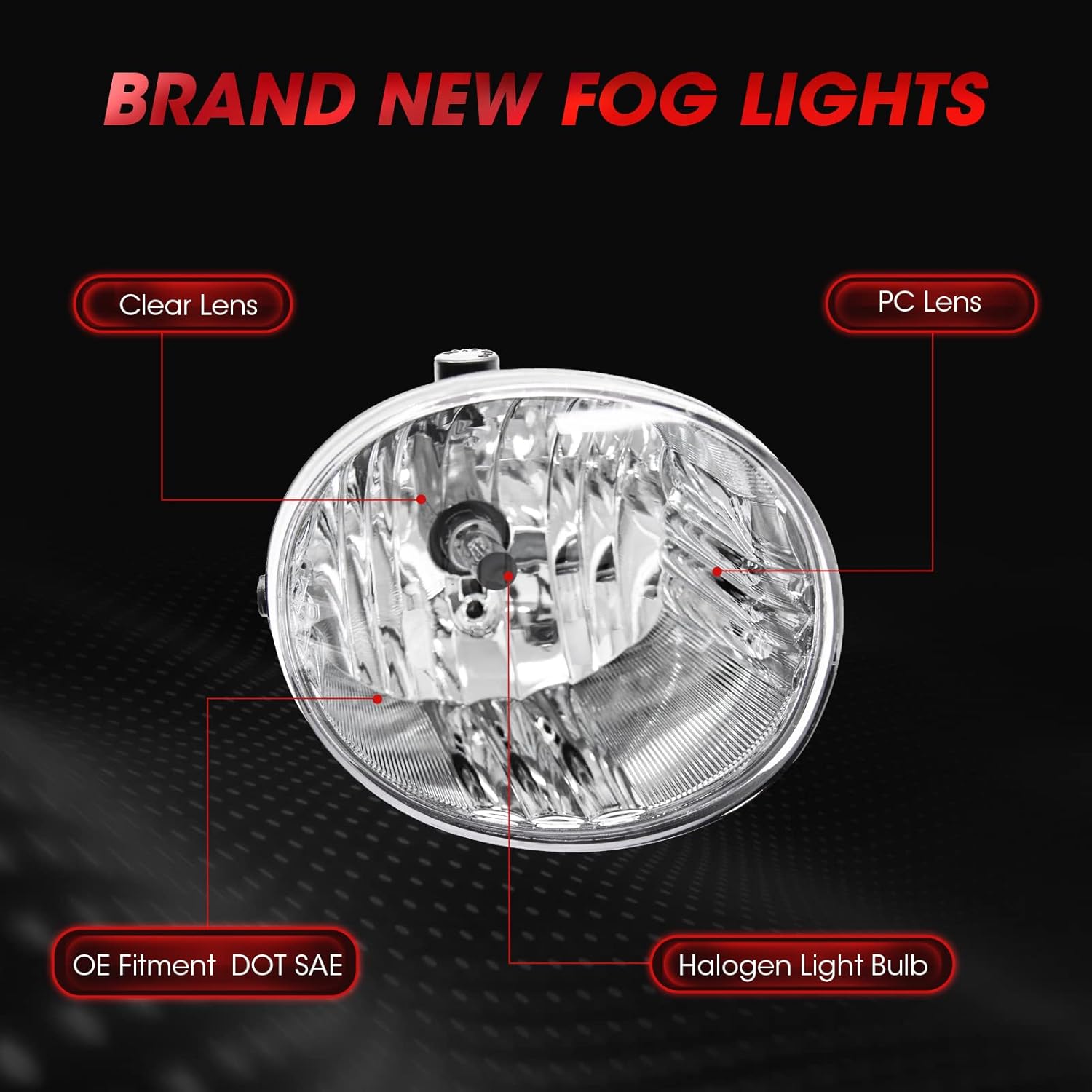 Fog Light Assembly Replacement For 2004-2005 Toyota Rav4/ 2005-2007 Toyota Avalon/ 2006-2009 Toyota 4 Runner/ 2005-2006 Lexus ES330 With 9006 12V 55W Halogen Bulbs
