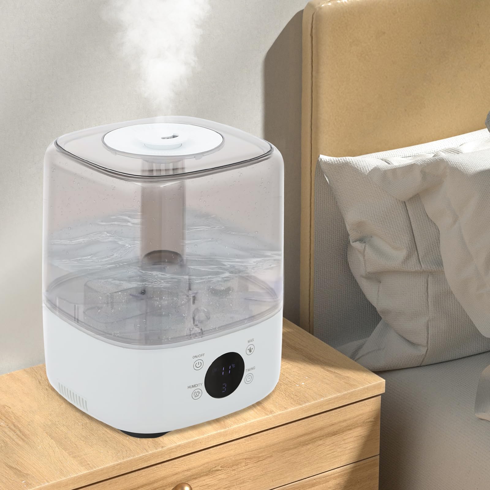 Nawilżacz powietrza do sypialni, 5 l, z pilotem zdalnego sterowania, obrotowa dysza parowa o 360°, Smart Control, dla niemowląt, pokoju dziecięcego, roślin