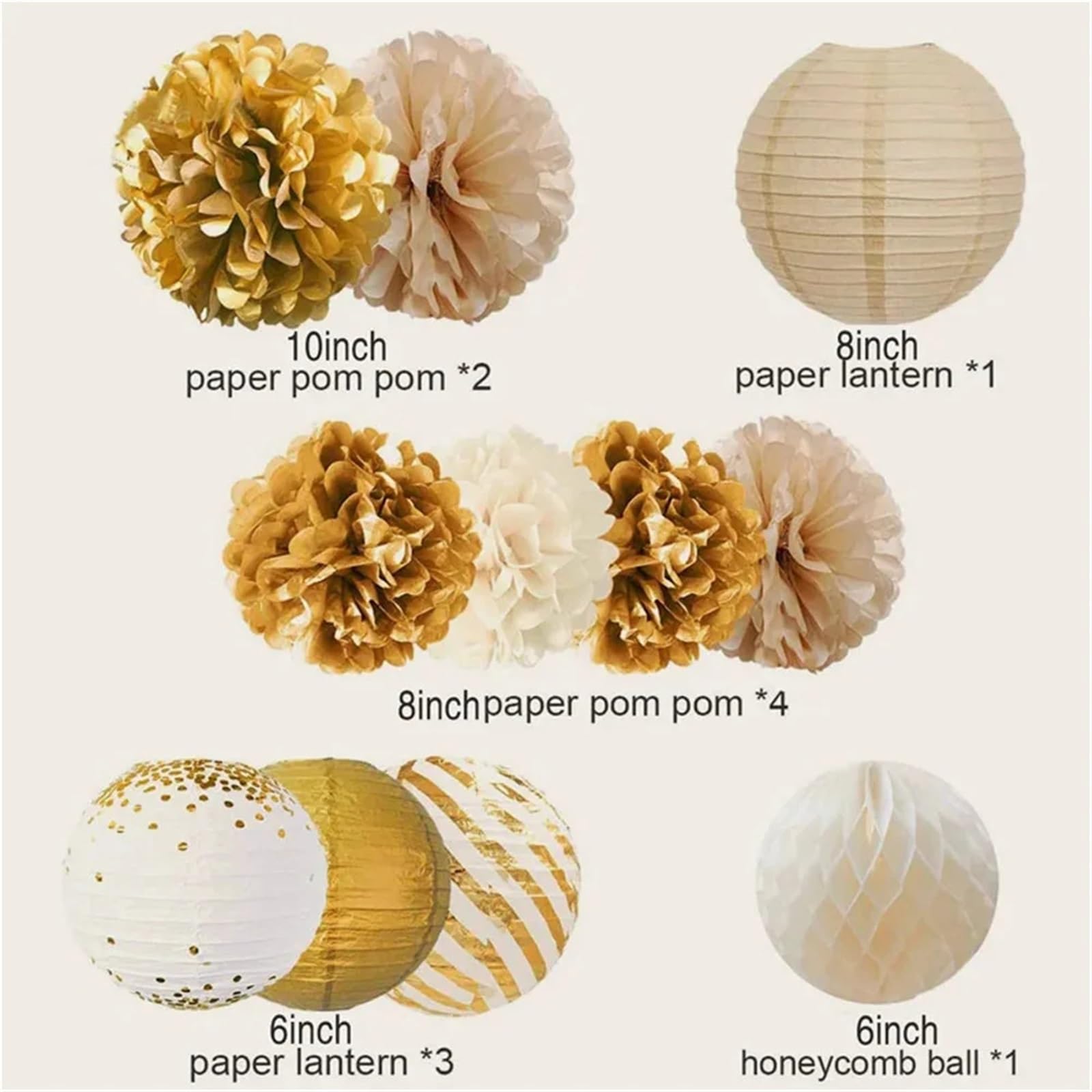 Pompones Decoracion 11 linternas de bolas panal