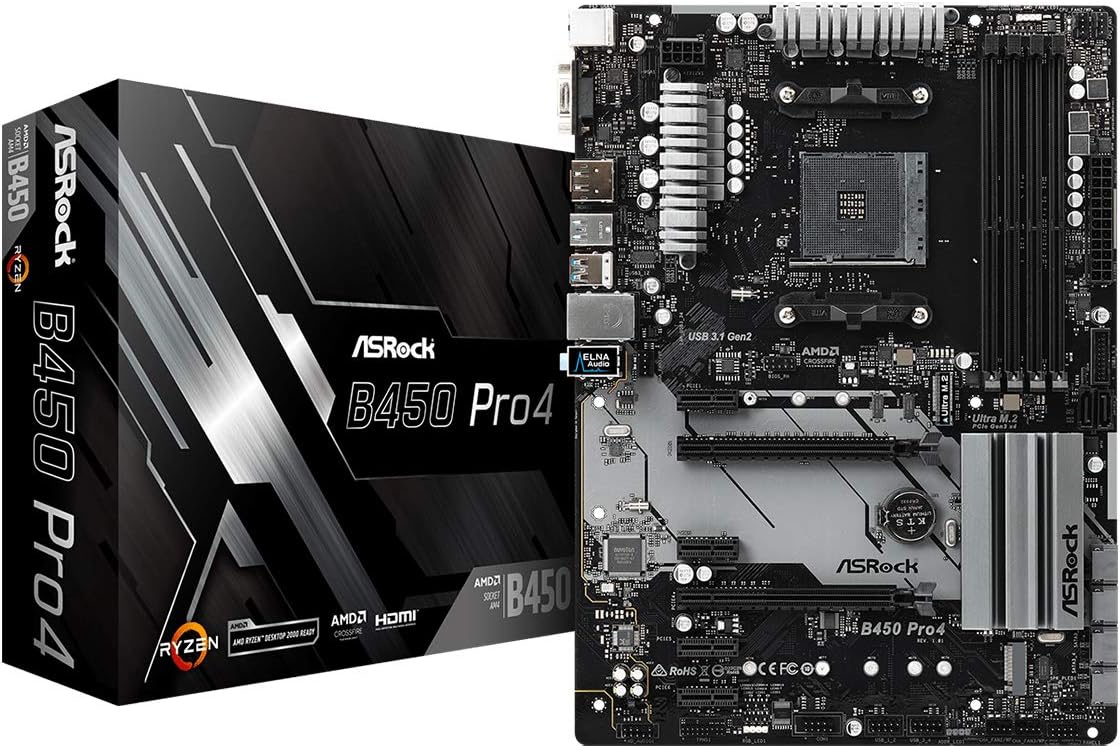 ASRock B450 PRO4 AMD AM4 Socket ATX Motherboard