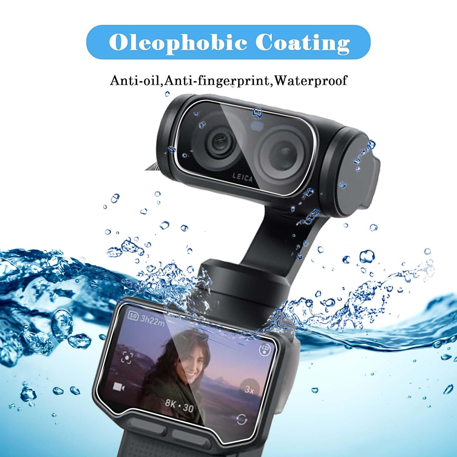 QULLOO Folia ochronna do Insta360 Luna Ultra do szkła pancernego, 3 sztuki folii ochronnej na wyświetlacz z 3 sztukami ochrony aparatu, szkło hartowane o twardości 9H, szkło hartowane HD przezroczyste