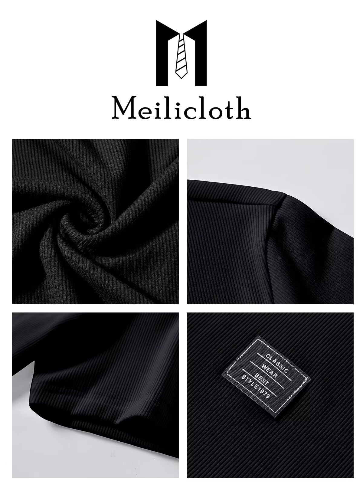 Meilicloth Camiseta Hombre Slim Fit Cuello en V Manga Corta Deportiva Básica Musculosa Colores Varios S-3XL — view 4