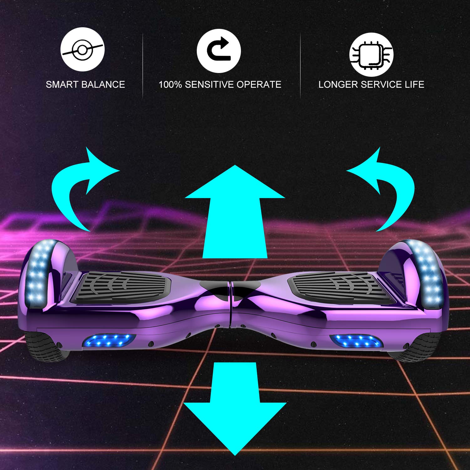 GeekMe Hoverboards für Kinder, 16,5 cm, Hoverboards mit Bluetooth-Lautsprecher, schöne LED-Lichter, Geschenk für Kinder und Jugendliche