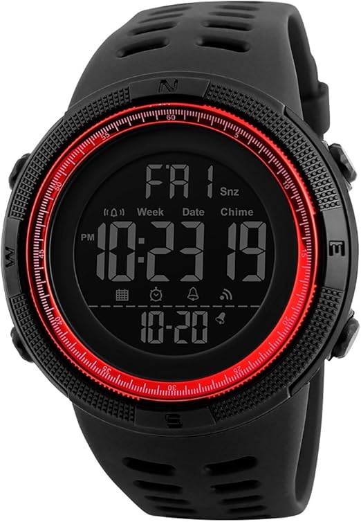 Orologio Digitale Sportivo Uomo - Impermeabile 5ATM, Cronometro, Sveglia, Cinturino Largo 24mm