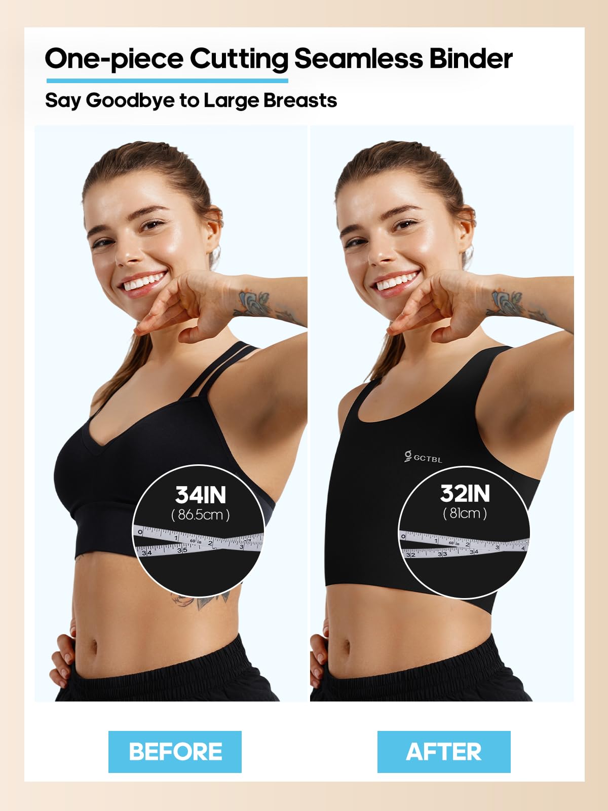 GCTBL Trans Binder Transgénero FTM Medio Binder Transpirable Corset Binder para Mujer