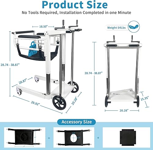 Miniatura 2 de Silla elevadora plegable de transferencia de paciente, ayuda de movilidad autooperada para personas mayores, silla de ruedas de baño con altura