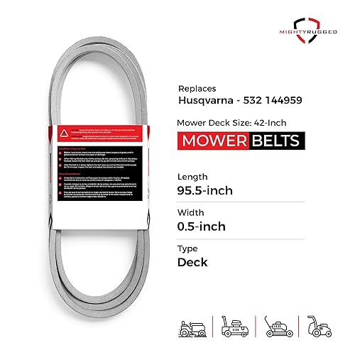 Miniatura 2 de 144959 Correa de repuesto para podadora de 42 pulgadas, correa de aramida resistente y 95.5 pulgadas para Craftsman LT1000, LT2000, DLT3000,