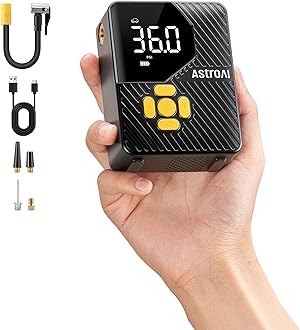 AstroAIElectric Air Pump L7MINI Bicycle Pump, Mini Air Pump for Tyres, Wireless Portable Air Pump, Battery Air Pump for Car, Bicycle, Motorcycle Balls