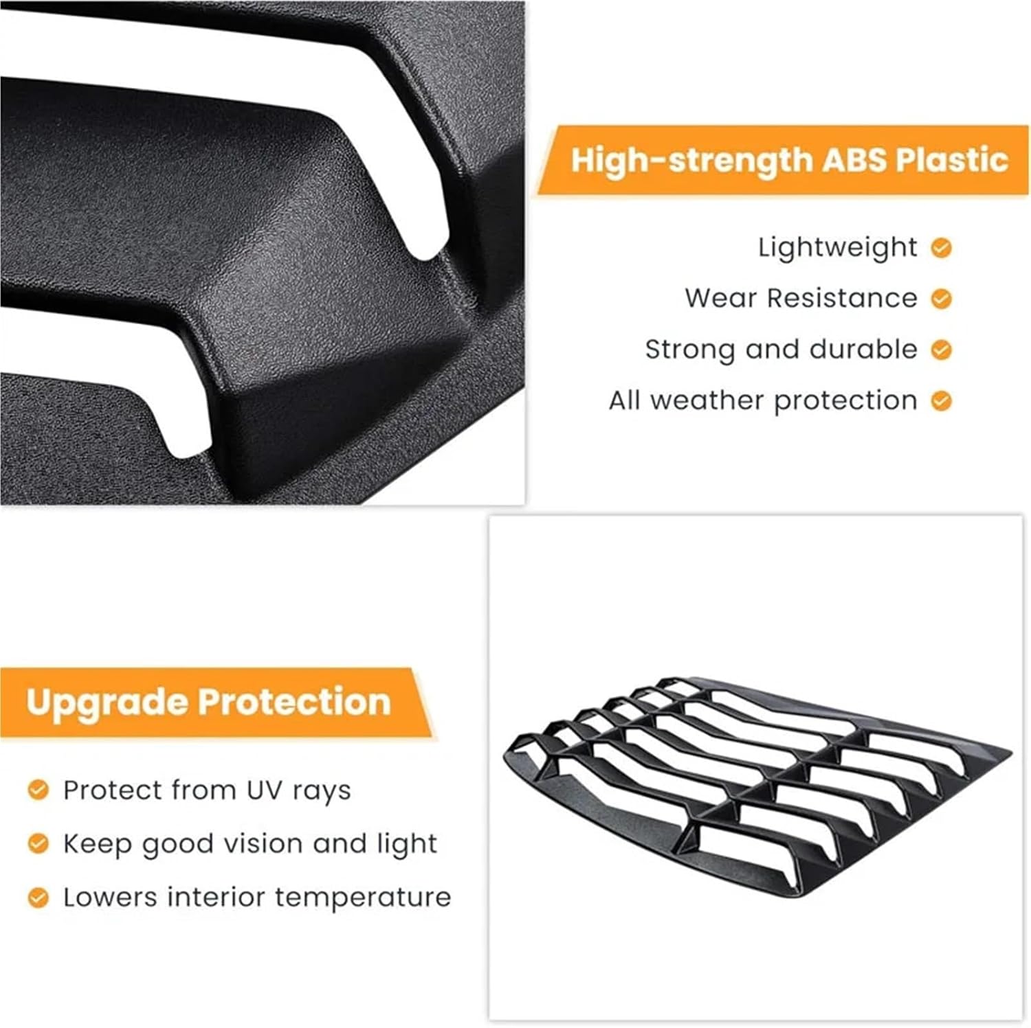 Matte Black Rear Window Louvers Cover Will Perfectly Fit Compatible with 2010-2015 Chevy Chevrolet Camaro. (All Except Convertible.)