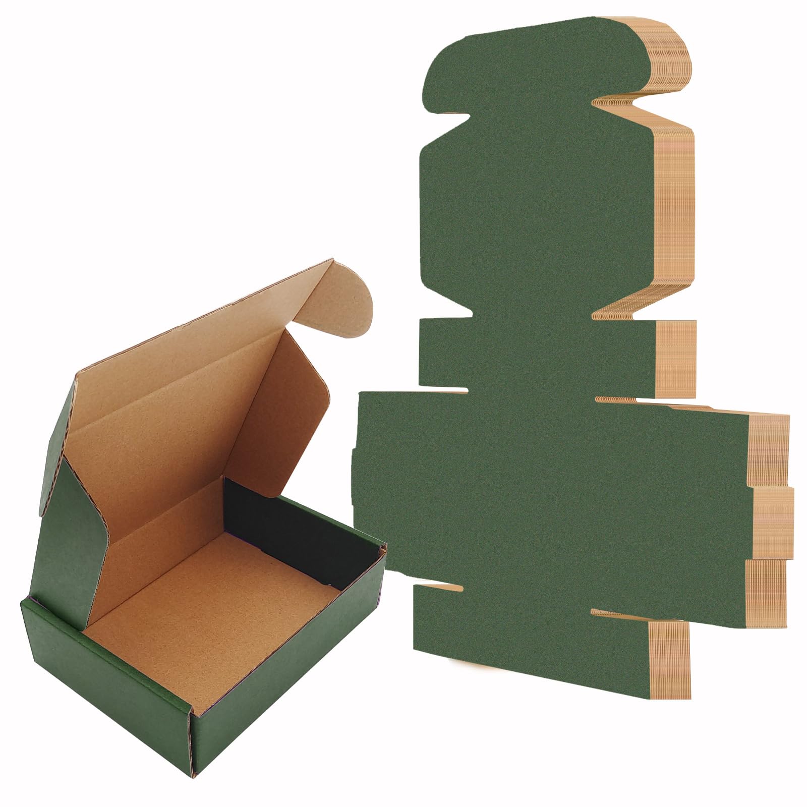 25 Pack Corrugated Packaging Box Mailers Shipping, Green Recyclable Cardboard Small Gift Mailer Boxes for Shipping Packaging Craft Gifts Giving