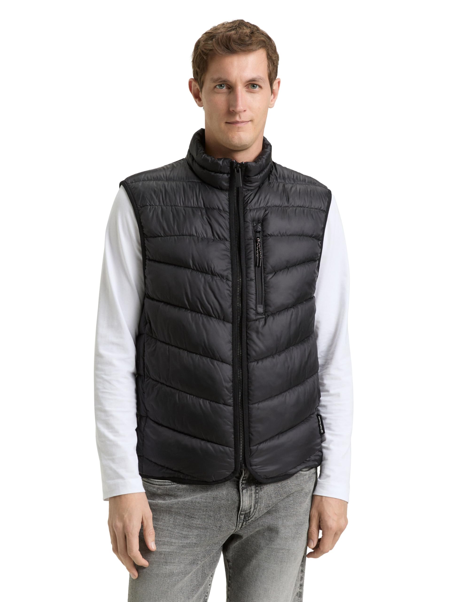 TOM TAILOR Herren Lightweight Steppweste mit Stehkragen
