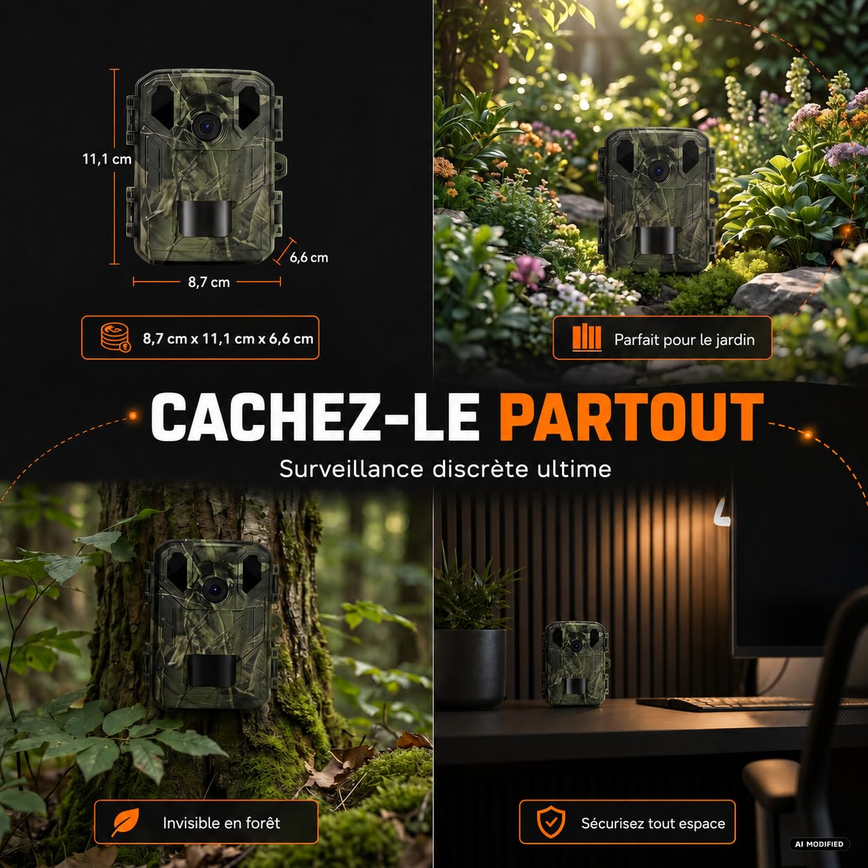 Denver Caméra de Chasse 4K 50MP, Piège Photo Animaux Vision Nocturne | 4K interpolée, 50MP interpolés, PIR 20m, Vision nocturne IR, 120°, LCD 2", IP66, MicroSD, 4xAA