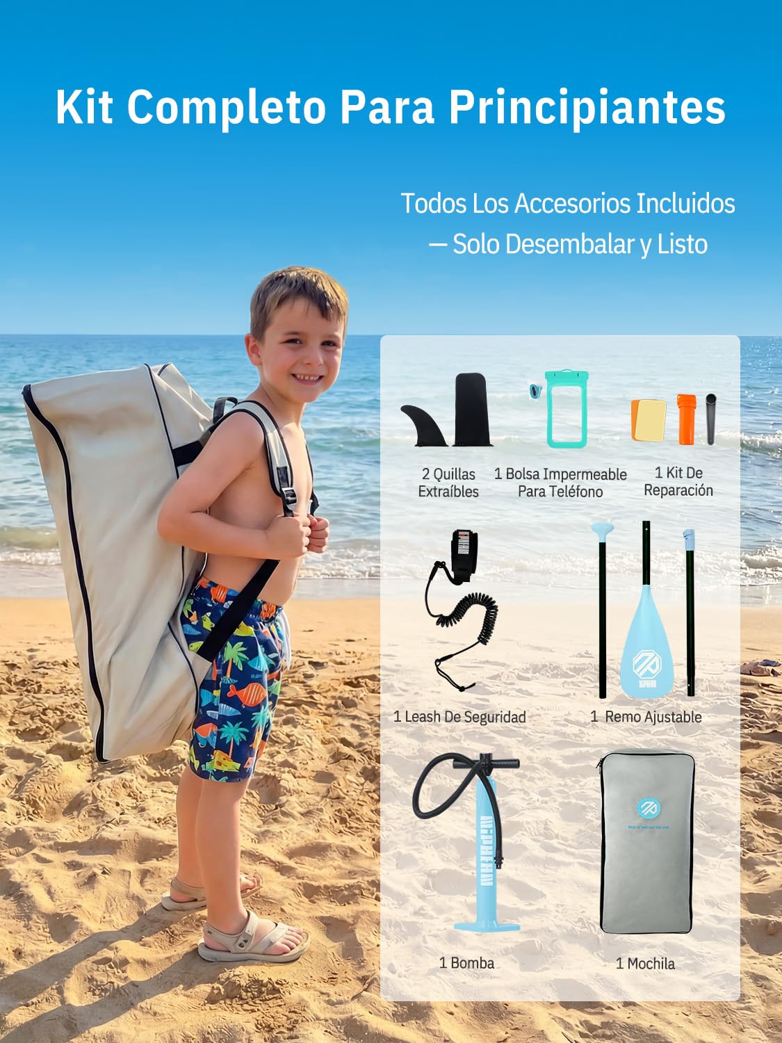 Niphean Tabla Paddle Surf Hinchable con Accesorios 320cm/230cm Sup | Tabla Paddle Surf Rígida, Antideslizante, Kit Reparación, Adultos, Jóvenes, Principiantes, Yoga