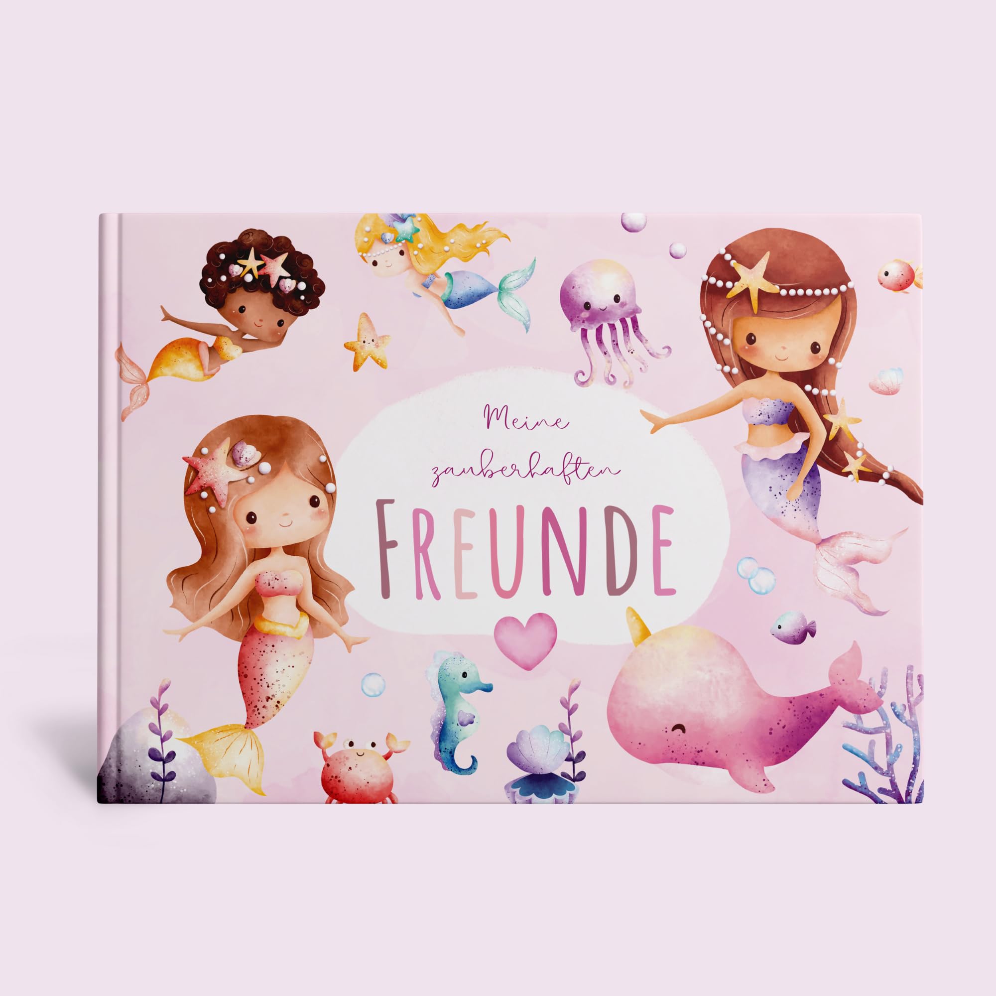 MeinBaby123® Libro degli amici per bambini, libro dell'amicizia, libro degli amici, scuola materna, libro degli amici per ragazze, album dell'amicizia, regalo per ragazze (sirena)