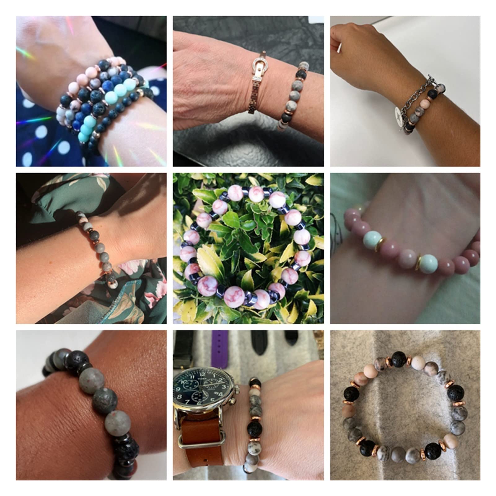 WZGWDC Natürliches rosa Zebra-Stein-Perlen-Armband, 8 mm, Lava-Vulkan-Perlen, Charm-Schmuck, passend für Damen und Herren, freundschaftsspezifisch