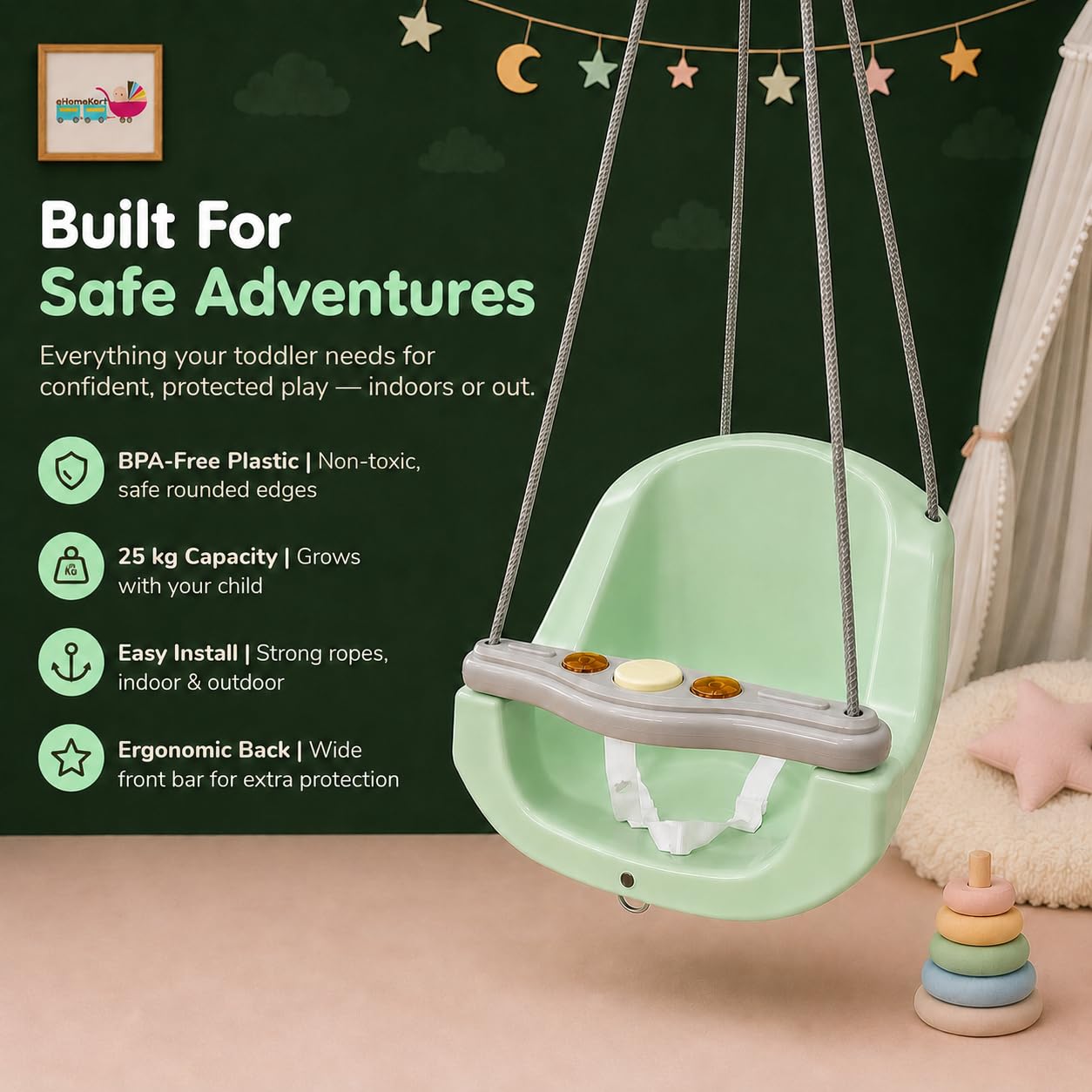 eHomeKart Baby Swing - Safe & Comfortable Toddler Swing -6