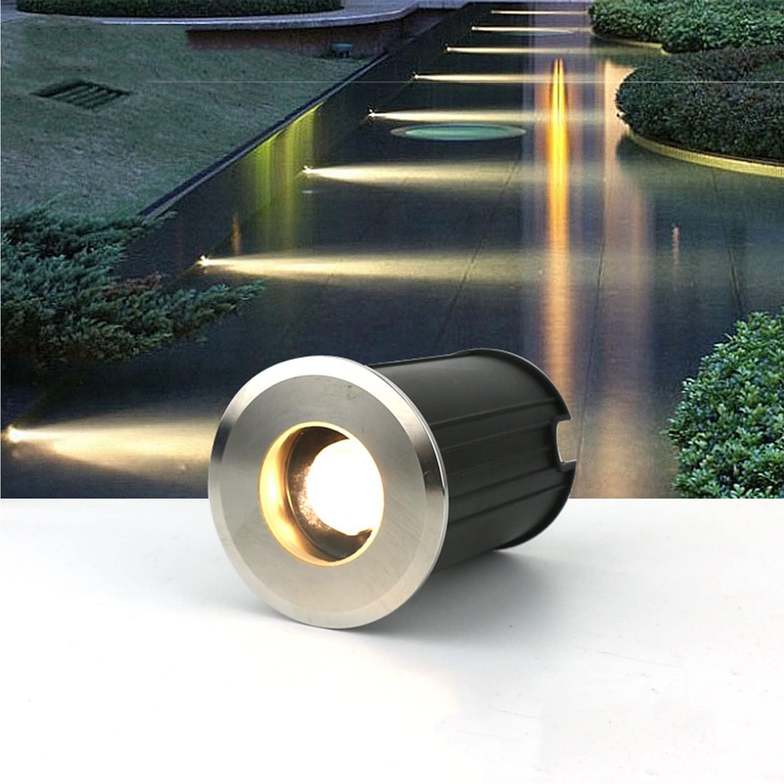 Luce interrata for esterni - Luci paesaggistiche a LED, Faretto da pavimento incorporato, Luce subacquea a fascio stretto impermeabile IP68, for giardino/scale(Cold White,DC24V)