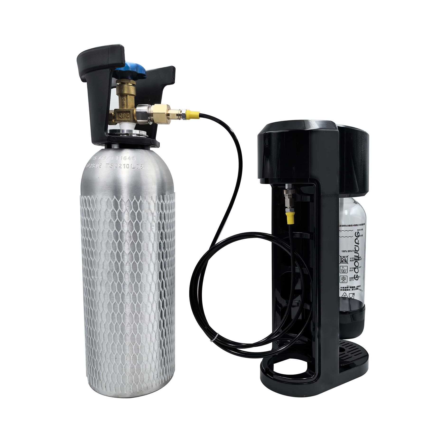 DRYHTEN Soda Wasser Maker Maschine Kohlendioxid Füllstation Adapter TR21-4 für externen CO2 Tank mit 1 Meter / 2,5 Meter Schlauch Kit und 8 mm Male Schnellverbinder (Rohrlänge 2.5 m)
