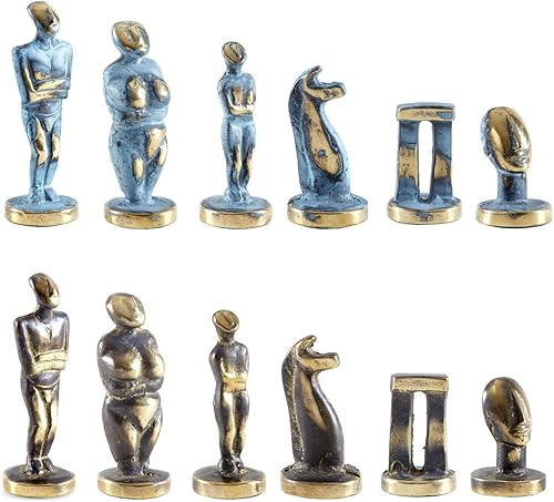 Manopoulos Cycladic Art - Juego de ajedrez grande, material de bronce, sin tablero de ajedrez
