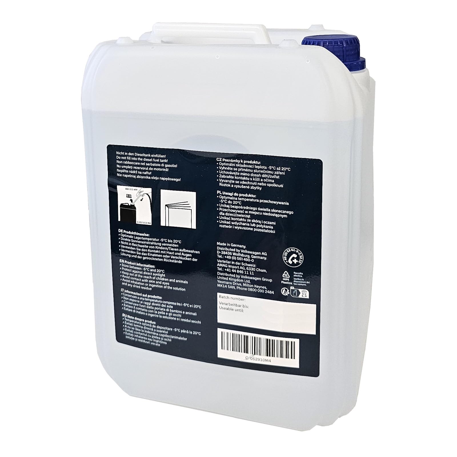 AdBlue G052910A4 - Aditivo con urea para reposición de fluidos de diésel, 10 L, para Audi, Seat, Skoda