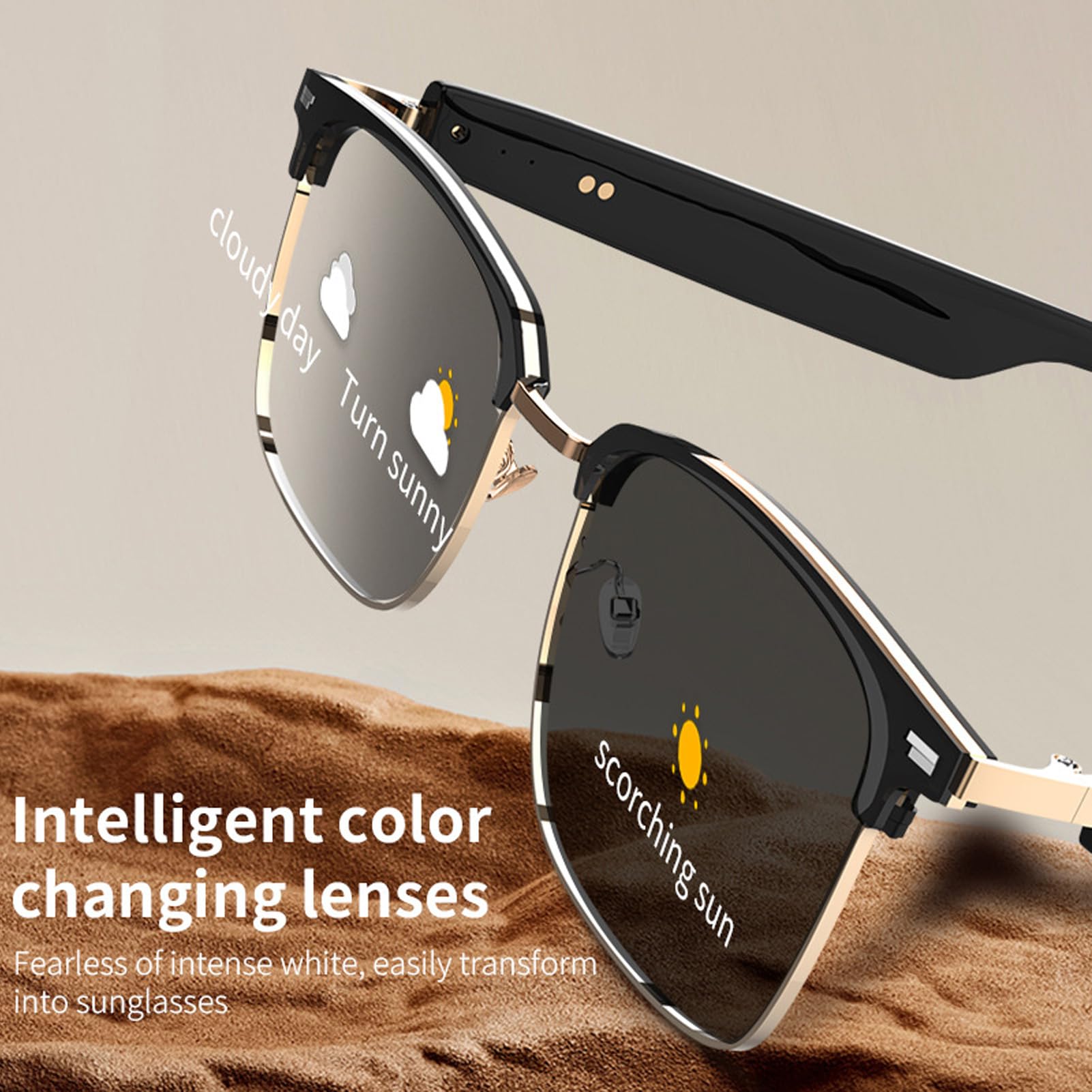 Smart Bluetooth Glasses, Anti Blue Light Smart Glasses for Men and Women, with Dual Speakers, Support Touch Sensitive Music Playback Answer Calls