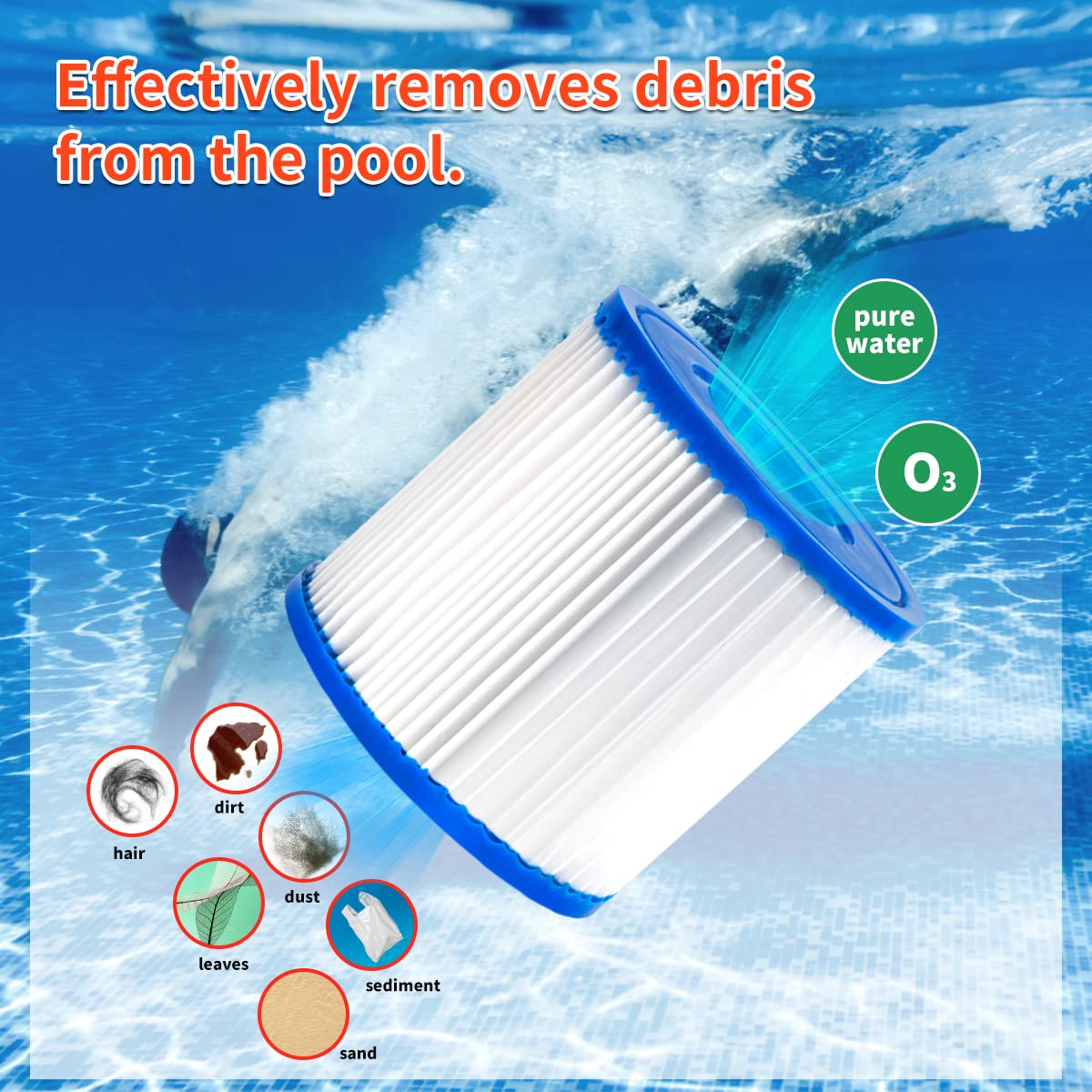 Cartouches Filtrantes Type VII D, Pour Intex, Cartouche De Filtre De Piscine Pour SFS-350-600