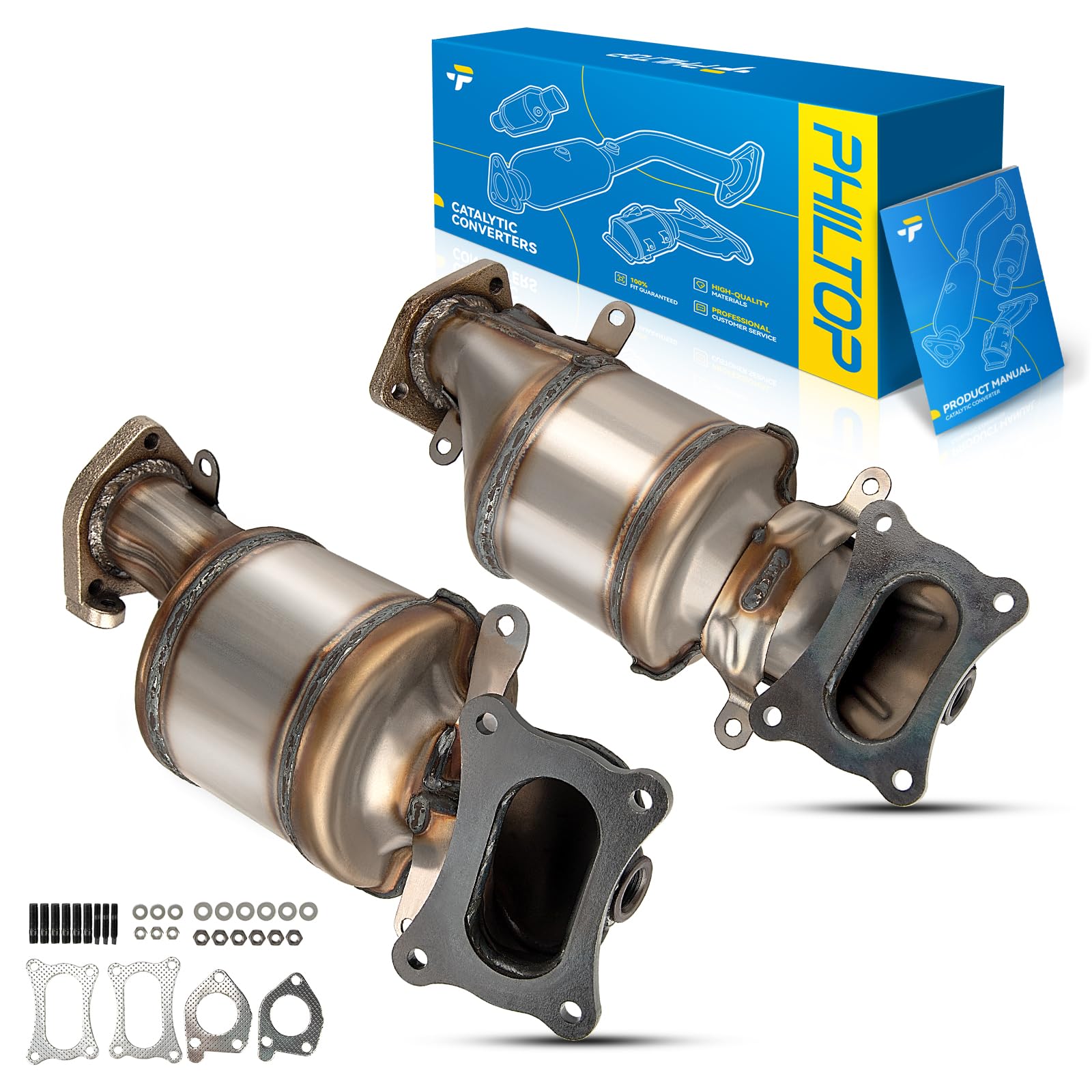 PHILTOP 16643+16658 Left&Right Catalytic Converter Kit Compatible with Acura Honda Pilot Odyssey Accord Crosstour Ridgeline Passport RDX MDX ZDX TL