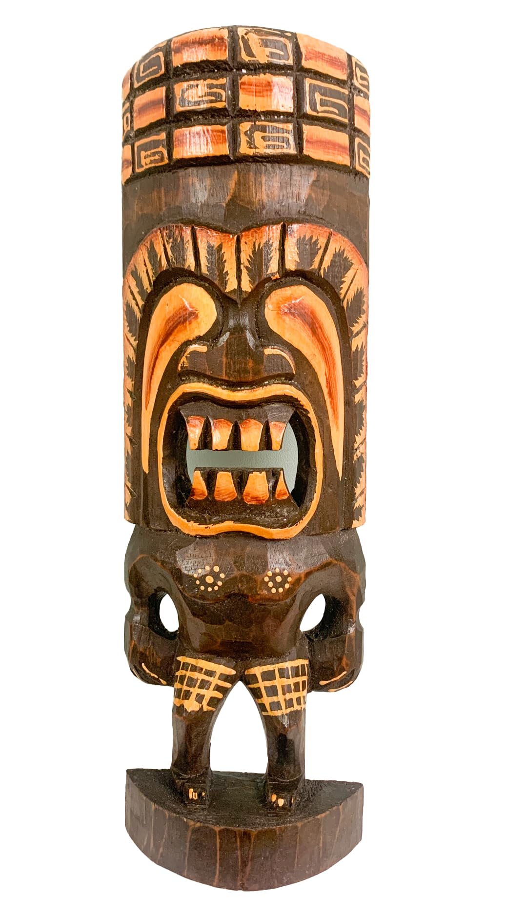 My Family House Hand Carved Wooden Tiki Mask Wall Art, Polynesian Tribal Decor, Assorted Designs, Rustic Tropical Home & Garden Ornament (Design 4)