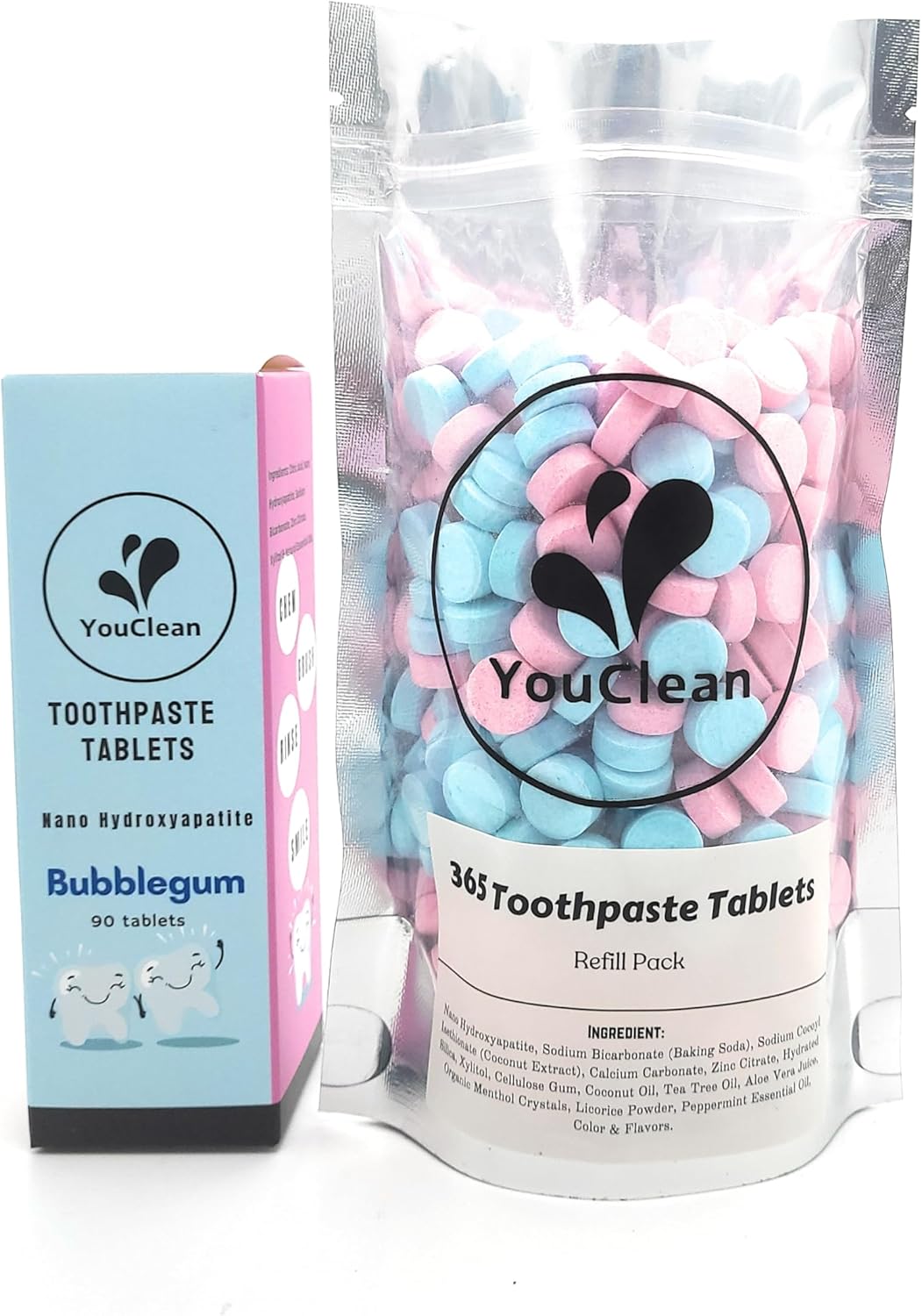 Refill Pack - 365 Toothpaste Tablets - Natural Remineralization & Whitening with Nano Hydroxyapatite - Travel or Daily Use - Fluoride Free (Orange365)