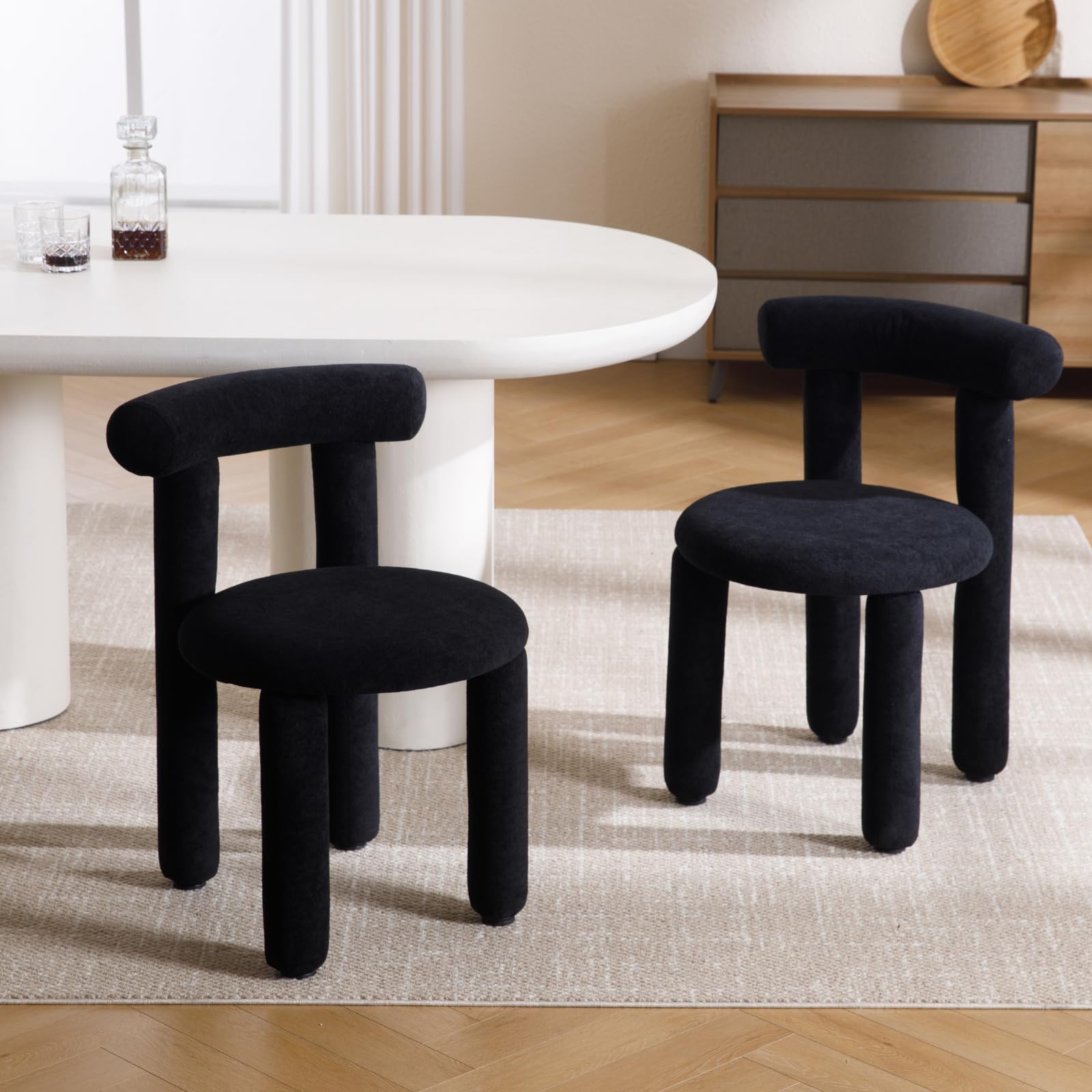 chairus Kitchen Dining Chairs Set of 2 Faux Fur Armless Side Chairs Upholstered Accent Chairs for Dining Room (White) — view 9
