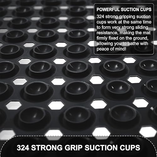 Miniatura 3 de Tapete de baño para bañera y ducha, tapete de baño suave antideslizante con ventosas y agujeros de drenaje, lavable a máquina, tapete de baño para