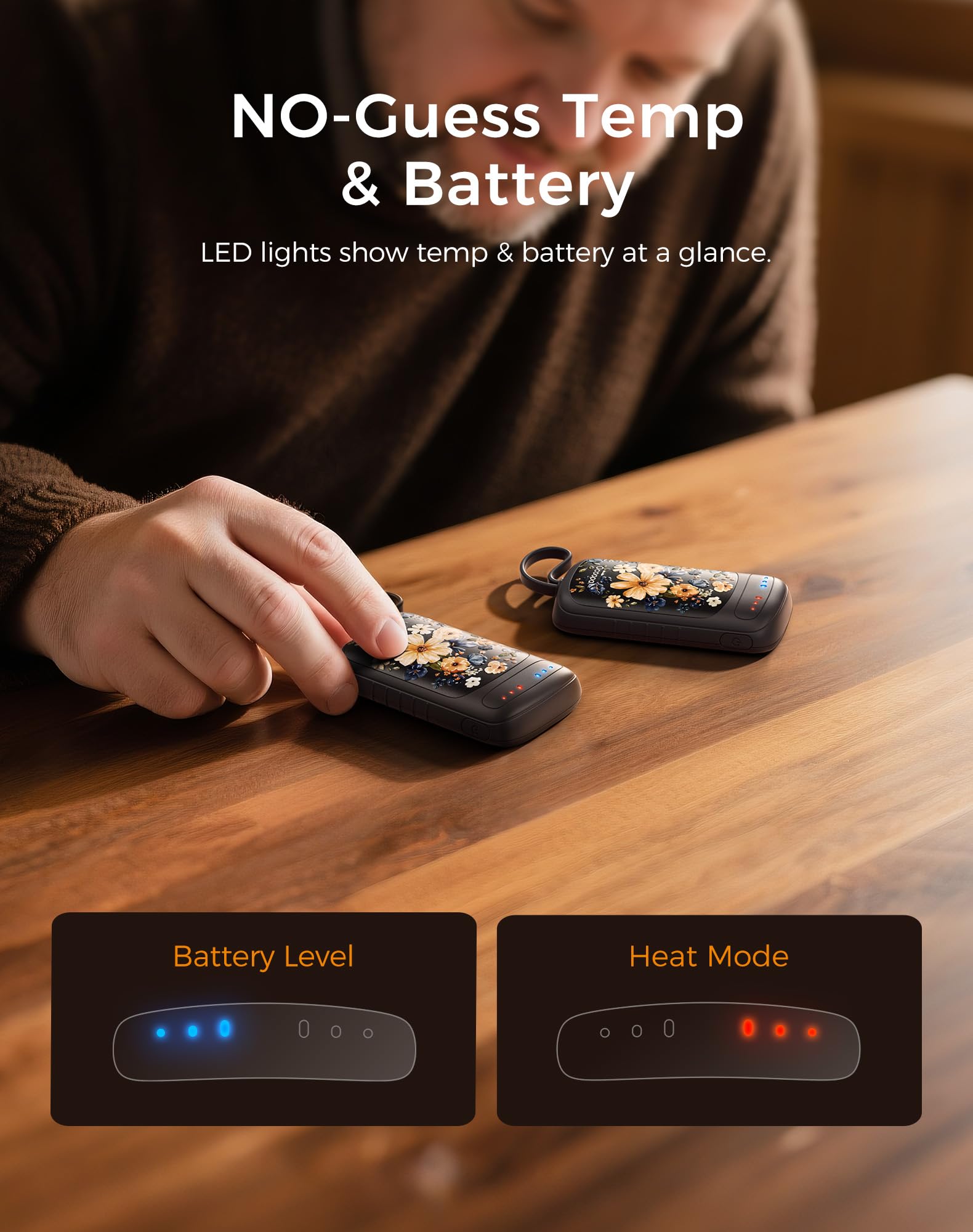 OCOOPA Scaldamani Elettrico a Doppia Faccia, Riscaldamento Istantaneo 2s, Autonomia 8h, 67g Leggero, Ricaricabile, Scaldamani Tascabile per Campeggio, Caccia, Pendolarismo, Regalo Uomo, UT5 DuoHeat