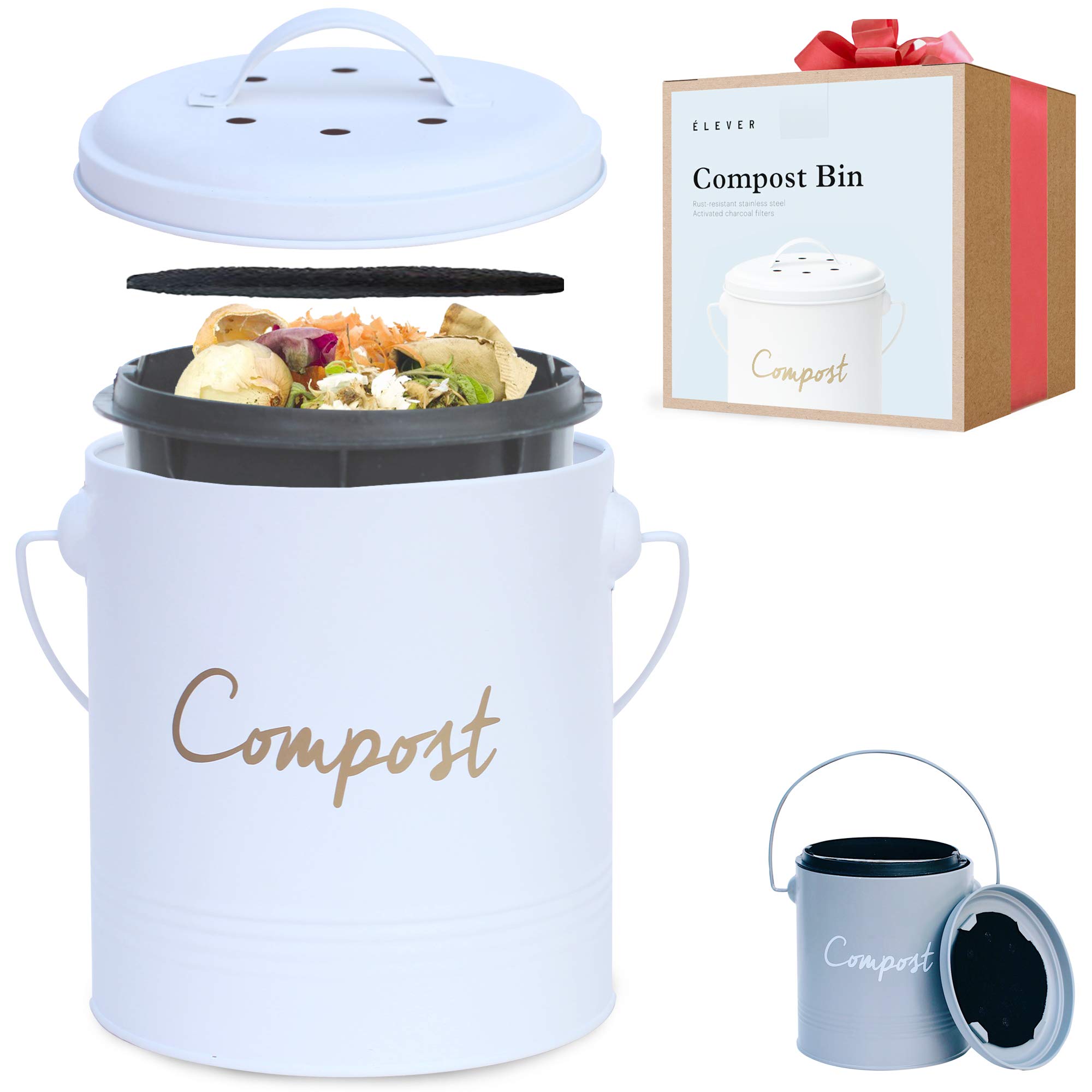 Buy COMPOST BIN Stainless Steel Compost Bin for Kitchen Counter