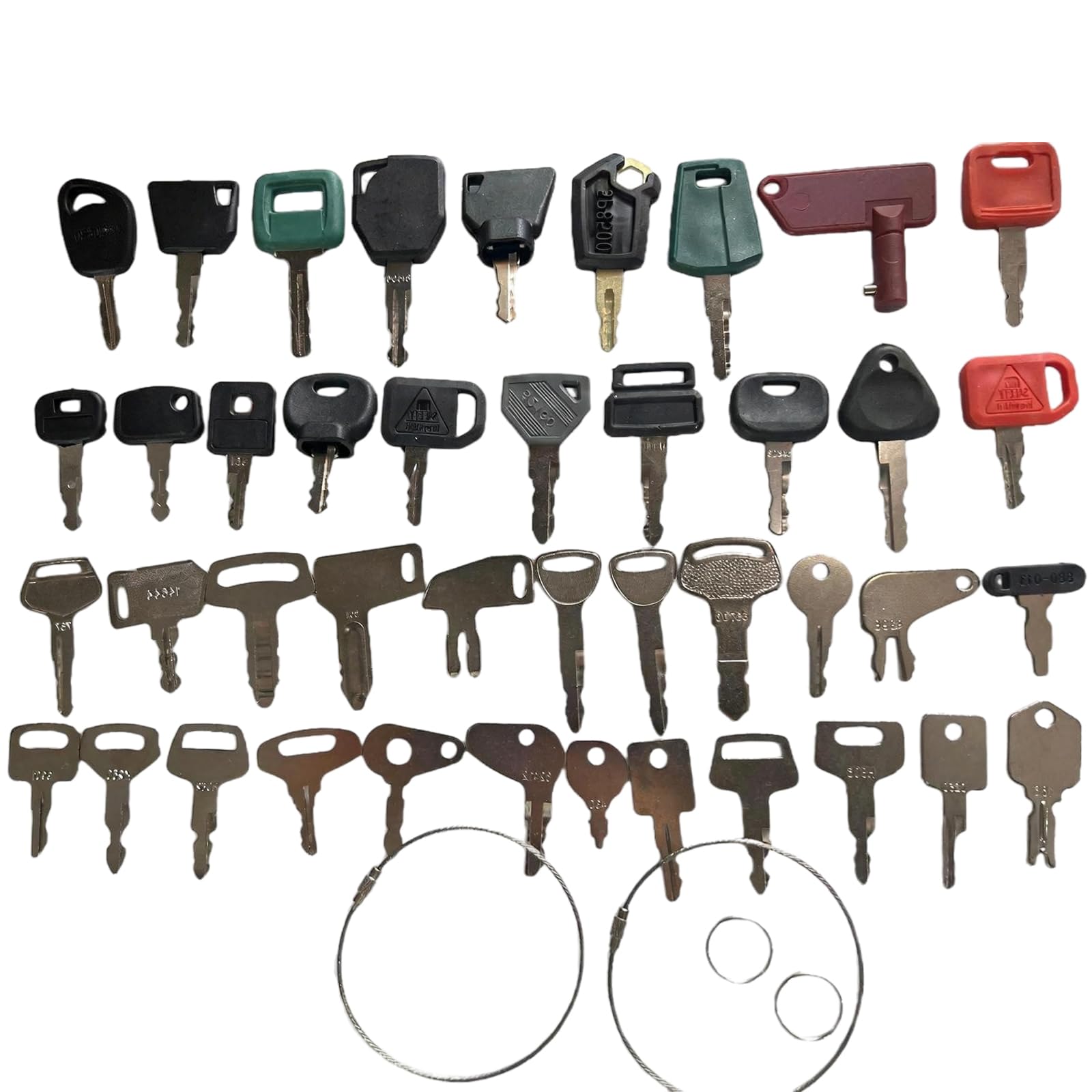 Juego de 42 llaves de encendido y de repuesto, llaves universales para excavadoras, cat, Komatsu, Kubota, Hitachi, Takeuchi, Volvo, Bobcat, John Deere, Toyota, JLG, Genie