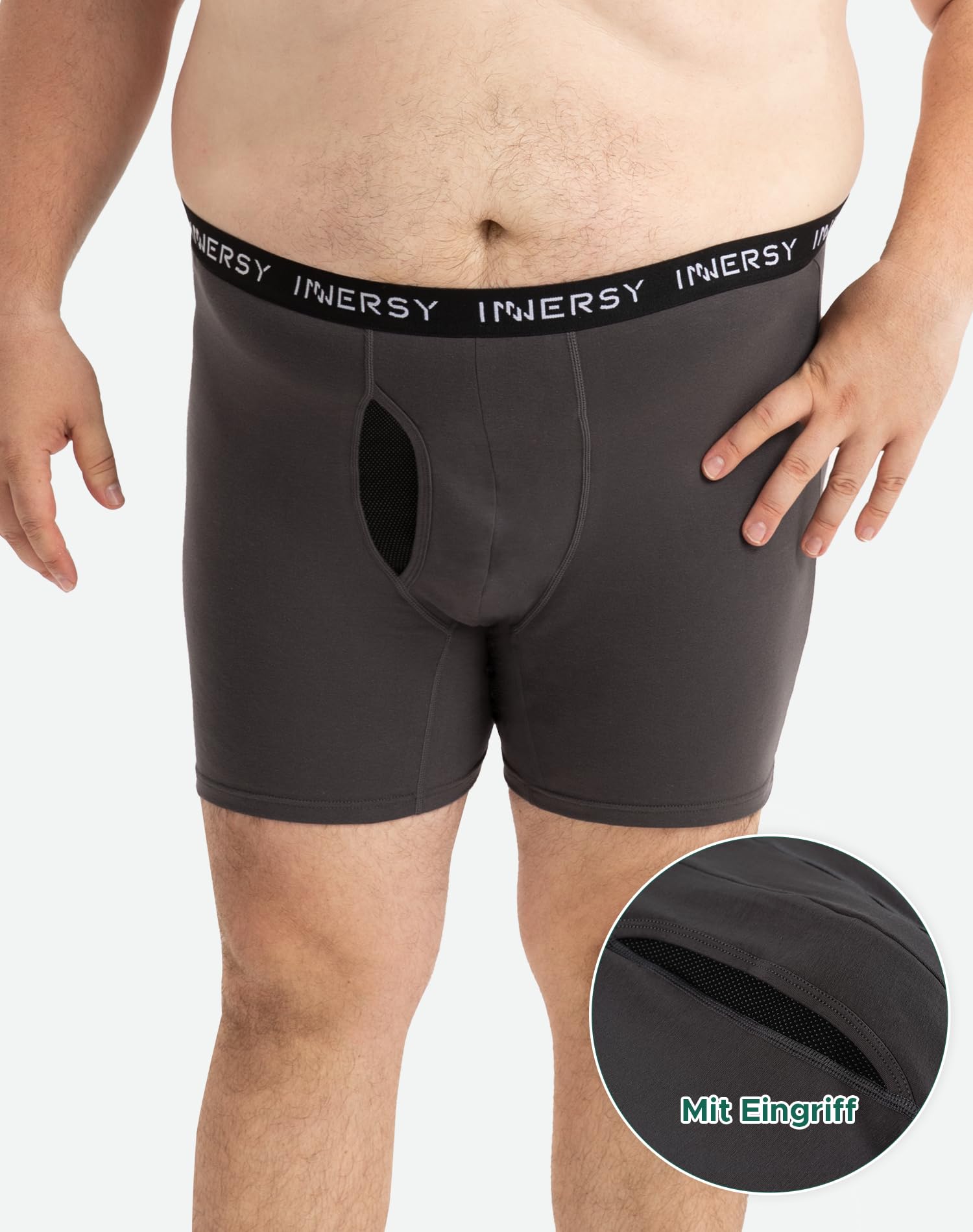 INNERSY Lot de 4 boxers pour homme - Grandes tailles - En coton - Avec braguette - XL - 6XL