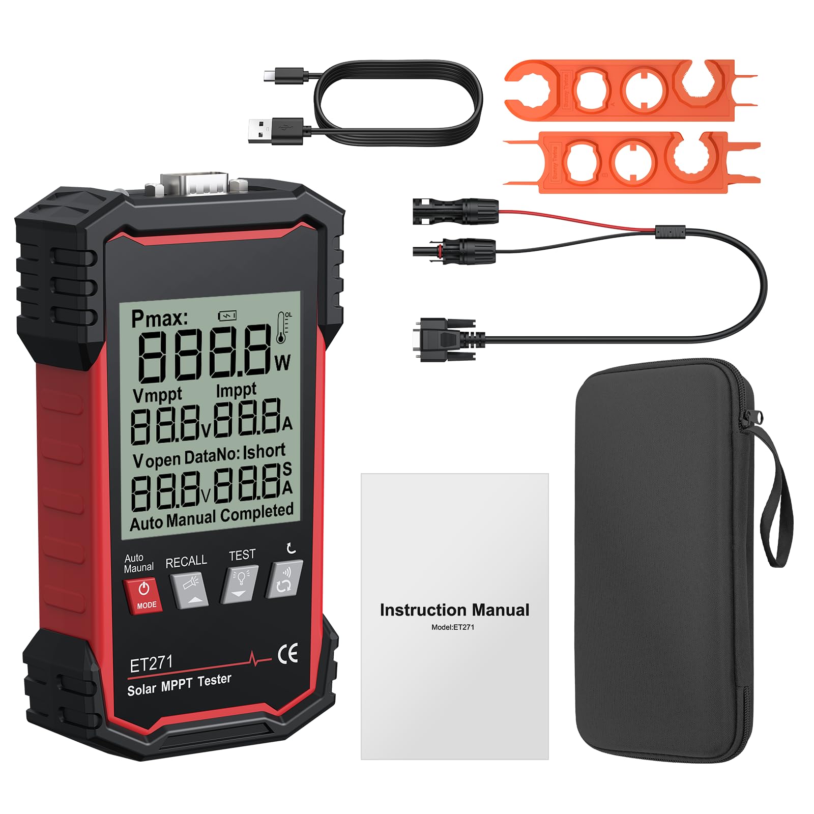 XUNTOP Photovoltaik Solarpanel Tester 2000W MPPT Tester Photovoltaik Multimeter 士1.5% Mit LCD Display für Solar PV Anlage Solarmodul Tests