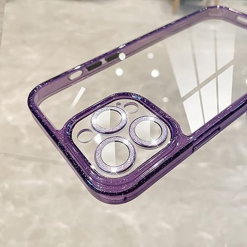 Miniatura 3 de Eiyikof Funda para iPhone 13 Pro Max con protector de lente de cámara brillante diseño de diamantes brillantes parte trasera delgada y transparente