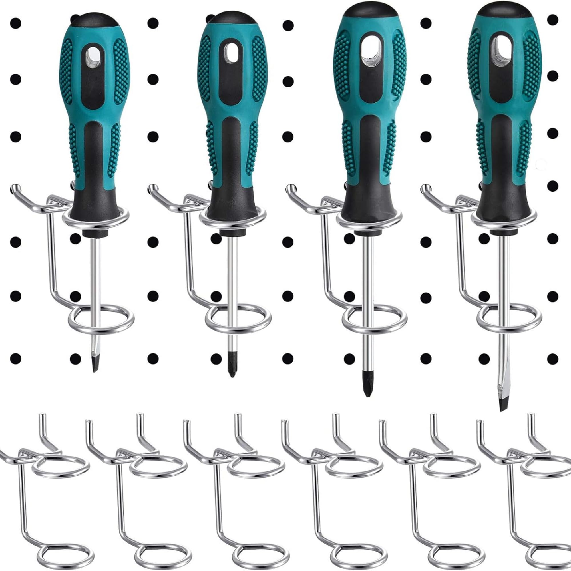Ripeng 24 Pcs Silver Screwdriver Organizer Tool Holders Multi-tool Holder