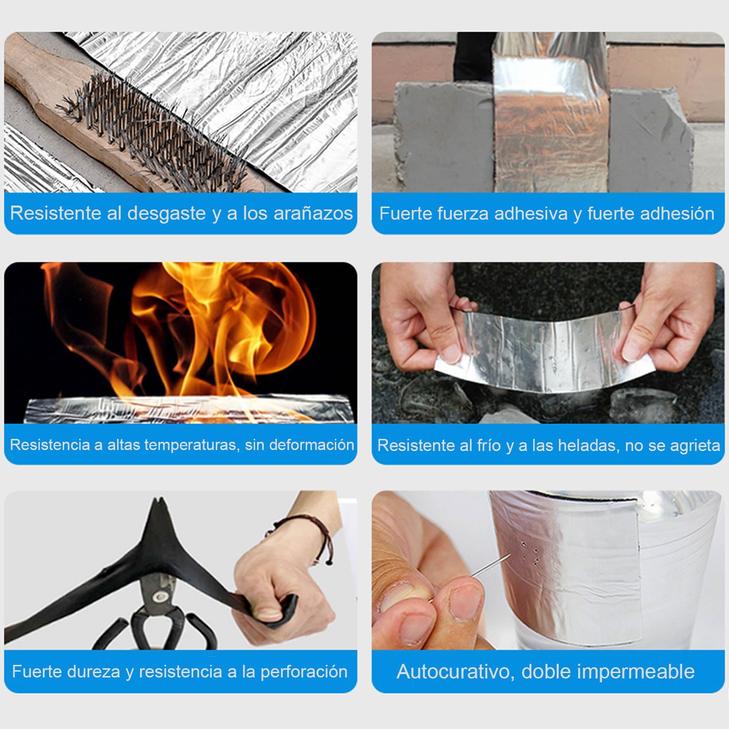 Cinta de Bituminosa Impermeable Autoadhesiva Cinta de Aluminio Cinta de Sellado de Reparación para Fugas de Techo,Reparación de Grietas,Ruptura de Tuberías (1m x 4m)
