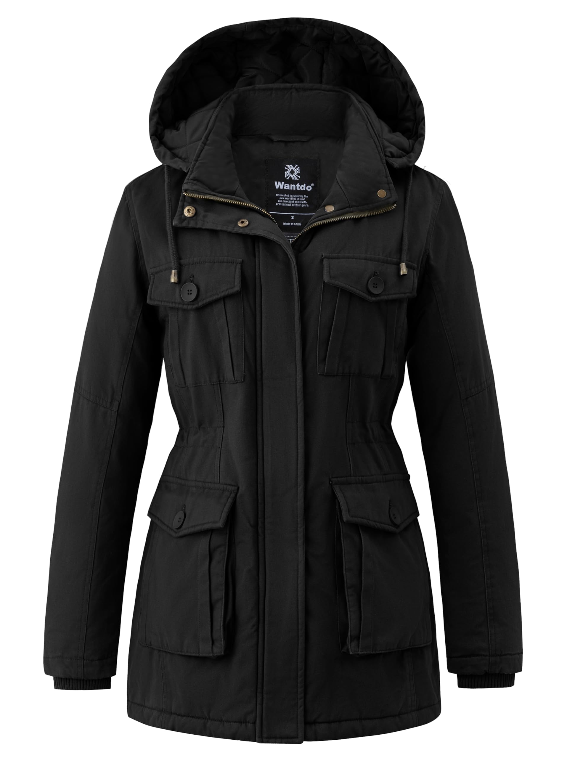 Wantdo Giacca con Cappuccio Rimovibile Cappotto Caldo Invernale da Esterno Parka con Fodera in Pile Giubbotto Antivento Donna