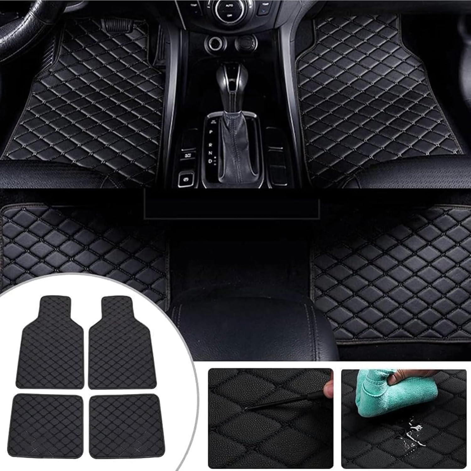 Floor Mats Cars for Suzuki SX4 2007-2018, Waterproof All Weather Car Mats Full Set 4 Piece Automotive Floor Mats Anti-Slip,Black