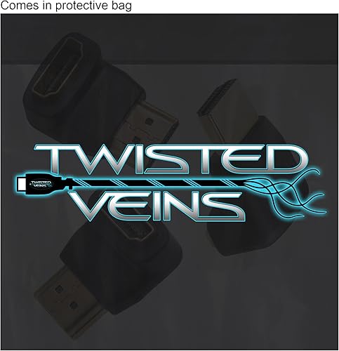 Miniatura 4 de Twisted Veins HDMI 90 y 270 grados, paquete de 4 adaptadoresconectores de ángulo recto, compatible con HDMI 2.0b 4K 60hz HDR