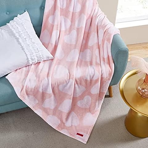 Betsey Johnson - Throw Blanket, Buttery-Soft Throw Blanket for Couch or Bed, Boldly Plush & Oversized Bedding (Dotted Heart Pink, 50