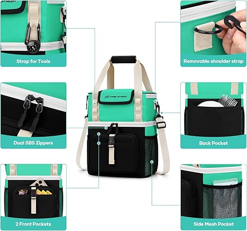 Miniatura 3 de Maelstrom Lunch Box for Women, 20L Insulated Lunch Bag Men, Leakproof Double Deck Cooler Bag, Soft Lunch Cooler with Quick Access Flip-Top Lid for