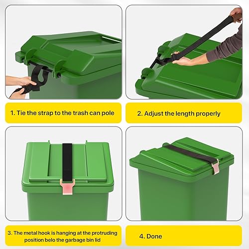 Miniatura 4 de YYDSDOTA Bloqueo de tapa para mapaches, a prueba de osos, para animales, resistente correa de cuerda elástica para exteriores con bloqueo durante