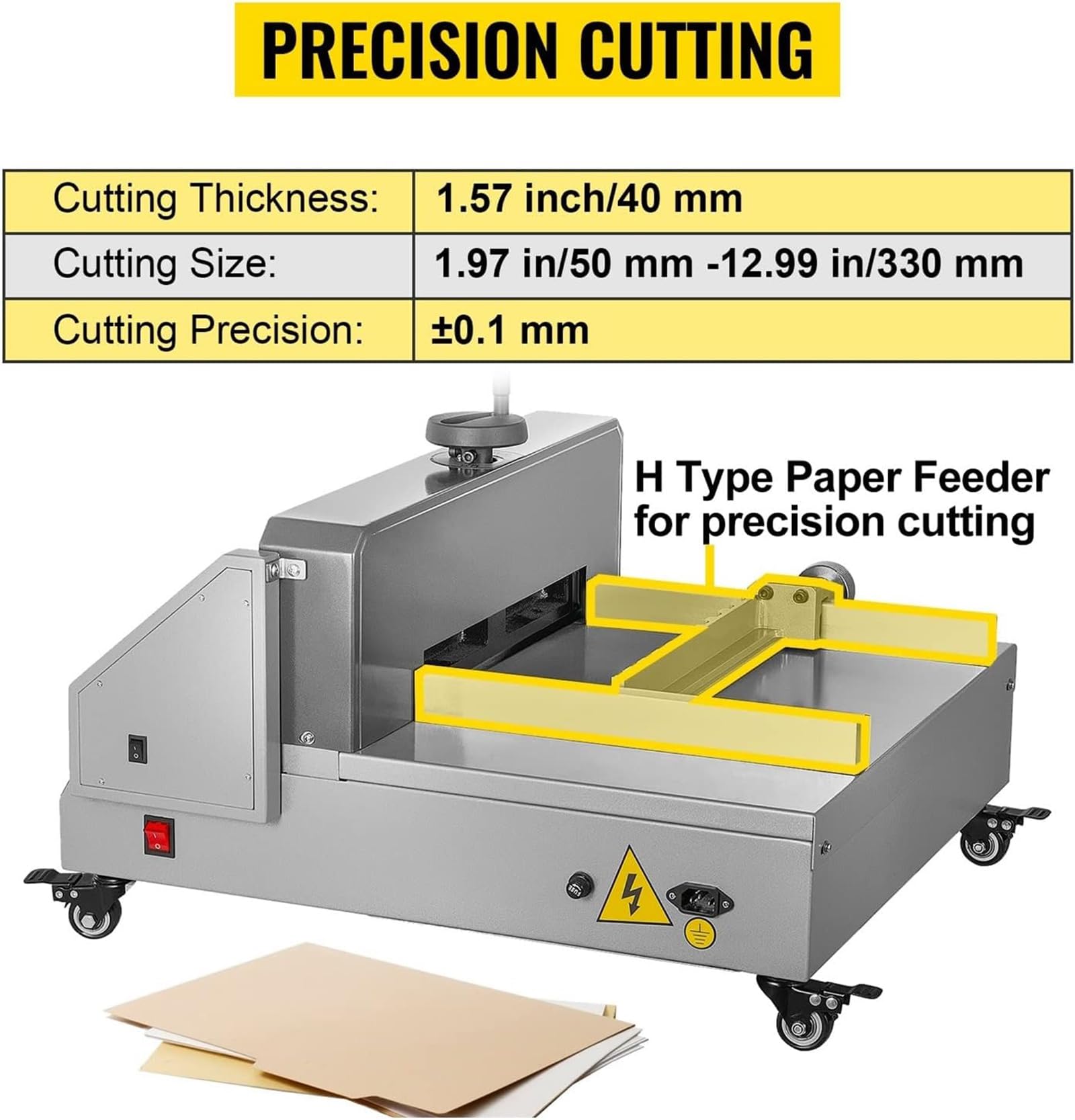 Cortador de papel eléctrico, cortadora automática de guillotina, ancho de corte de 0 a 330 mm, corta papel grueso, cuero, PVC, plástico y telas no tejidas, afilado y preciso