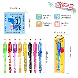 TAFULOR Invisible Ink Pen for Kids, Birthday Party Favors for Girls Boys, Spy Pens with UV Light Secret Message Magic Markers, Goody Bag Stuffers Toys for 4-12 Year Old Girls Boys Gift (16PCS)