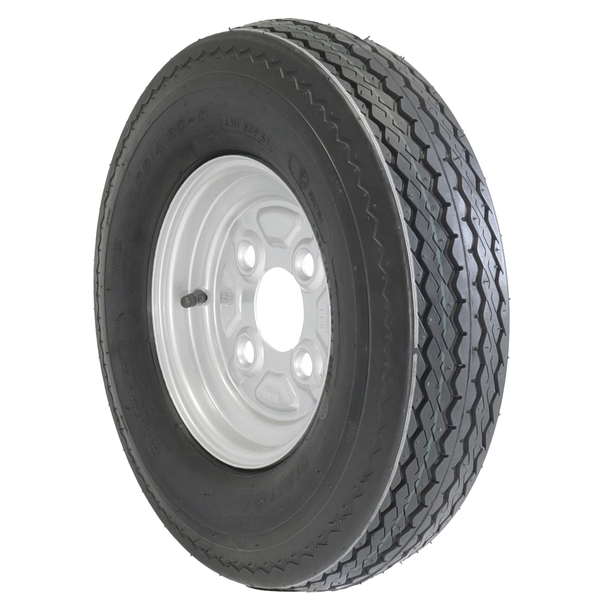 The Drive | Komplettrad 4.00-8/4.80 62N für kleine Pkw-Anhänger | Felge 2,50x8 ET0 / ML60 – Lochkreis 4x100 | Tragkraft 265kg – max. 140 km/h